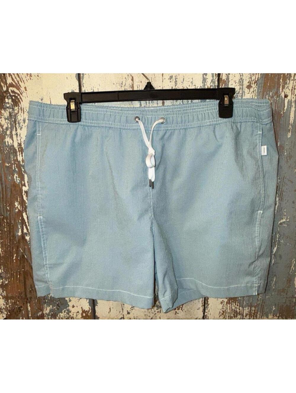 Onia Men's Swim Trunks Shorts, size XXL, blue gingham